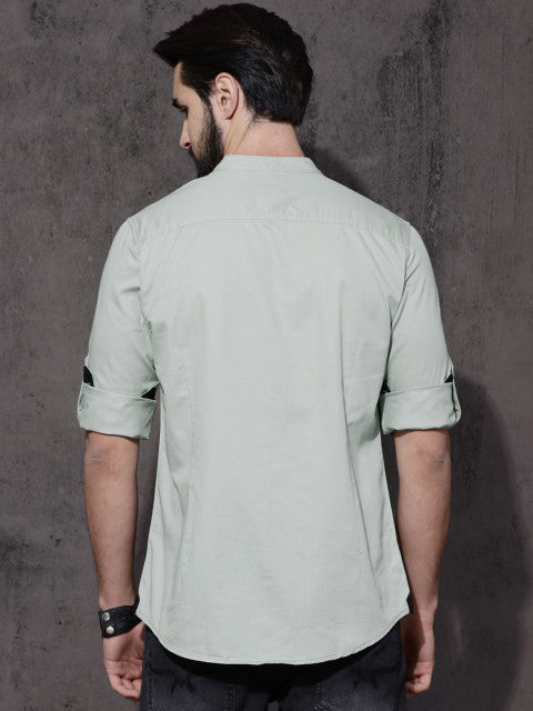 Roadster Men Grey &amp; Off-White Regular Fit Printed Casual Shirt