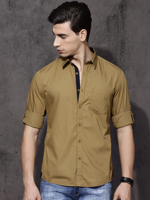 Mast &amp; Harbour Men White Slim Fit Solid Casual Shirt