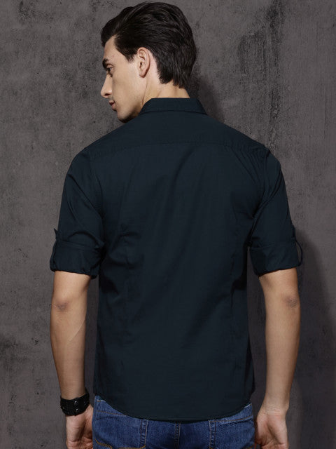 Mast &amp; Harbour Men White Slim Fit Solid Casual Shirt