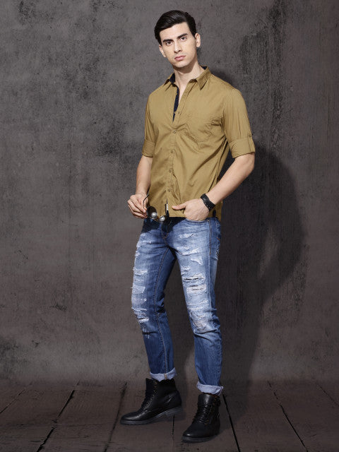 Mast &amp; Harbour Men White Slim Fit Solid Casual Shirt