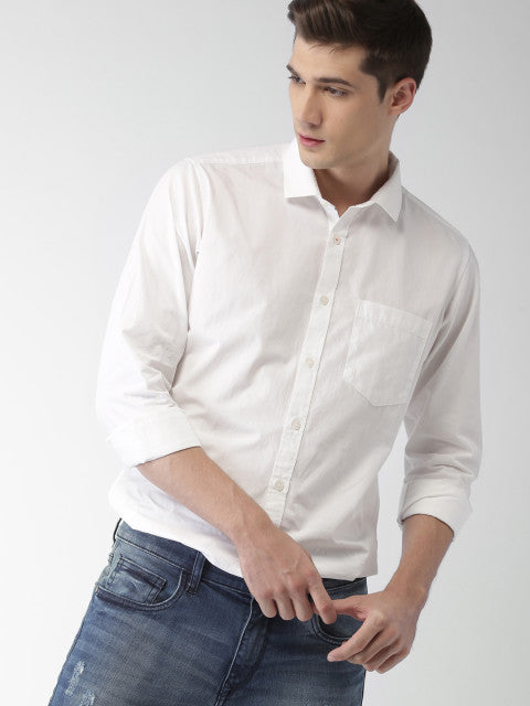 Mast &amp; Harbour Men black-White Slim Fit Solid Casual Shirt