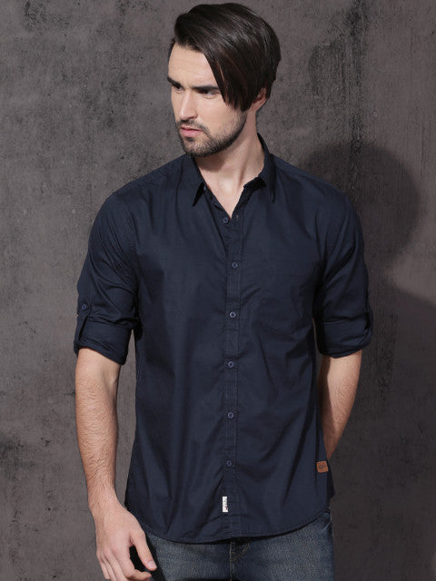 Roadster Pack of 2 Solid Slim Fit Casual Shirts