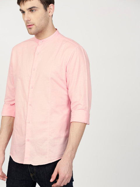Jack &amp; Jones Men Pink Slim Fit Solid Casual Shirt