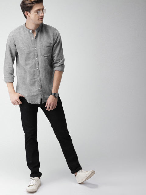Mast &amp; Harbour Men Grey Slim Fit Solid Casual Shirt