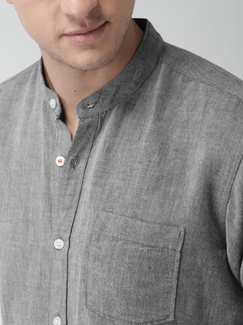 Mast &amp; Harbour Men Grey Slim Fit Solid Casual Shirt
