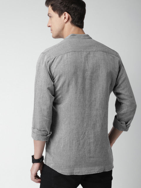 Mast &amp; Harbour Men Grey Slim Fit Solid Casual Shirt