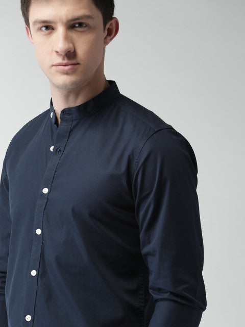 Jack &amp; Jones Men Navy Slim Fit Printed Casual Shirt