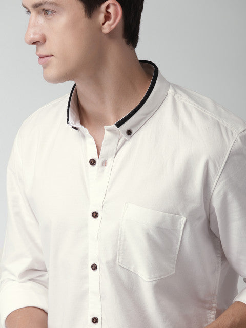 United Colors of Benetton Men White Slim Fit Printed Casual Shirt